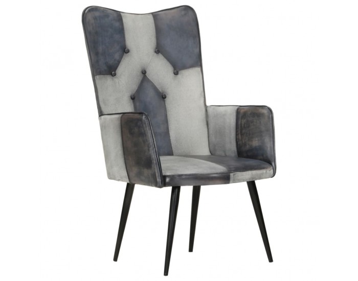 Sonata H Wingback стол, сив, естествена кожа