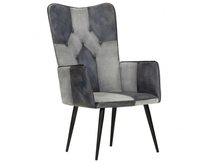 Sonata H Wingback стол, сив, естествена кожа