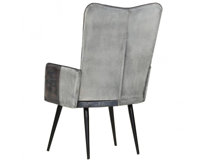 Sonata H Wingback стол, сив, естествена кожа