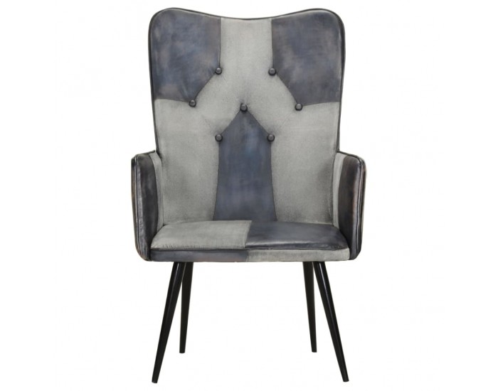 Sonata H Wingback стол, сив, естествена кожа