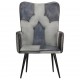 Sonata H Wingback стол, сив, естествена кожа