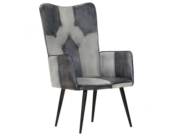 Sonata H Wingback стол, сив, естествена кожа