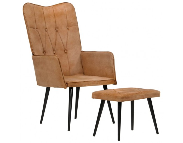 Sonata H Wingback стол с табуретка, кафяв, канава Sonata H Wingback стол с табуретка, кафяв, канава