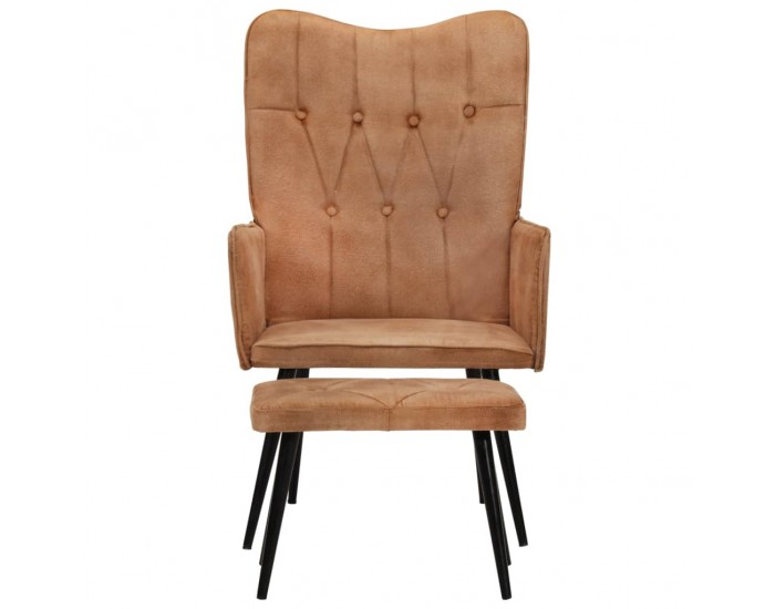Sonata H Wingback стол с табуретка, кафяв, канава Sonata H Wingback стол с табуретка, кафяв, канава
