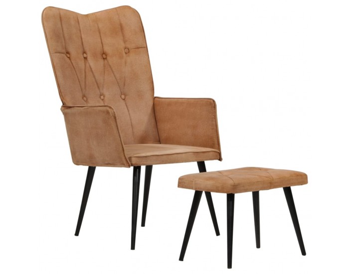 Sonata H Wingback стол с табуретка, кафяв, канава Sonata H Wingback стол с табуретка, кафяв, канава