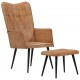 Sonata H Wingback стол с табуретка, кафяв, канава Sonata H Wingback стол с табуретка, кафяв, канава