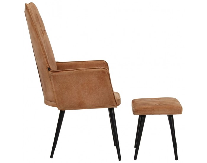 Sonata H Wingback стол с табуретка, кафяв, канава Sonata H Wingback стол с табуретка, кафяв, канава
