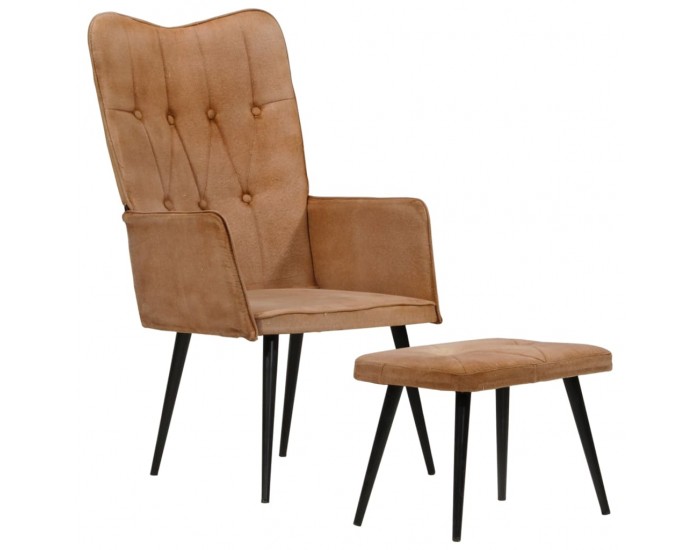 Sonata H Wingback стол с табуретка, кафяв, канава Sonata H Wingback стол с табуретка, кафяв, канава