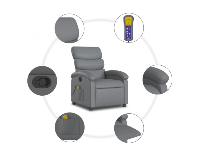 Sonata H Масажен наклоняем стол, сив, изкуствена кожа