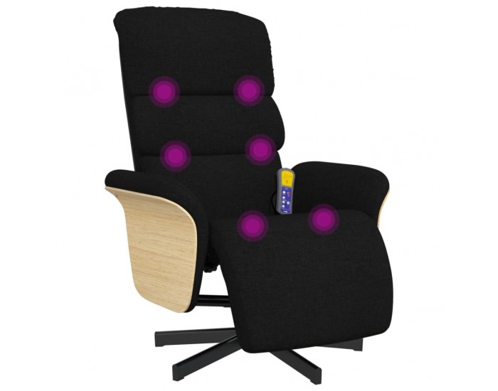 Sonata H Масажен реклайнер стол с поставка за крака, черен, текстил