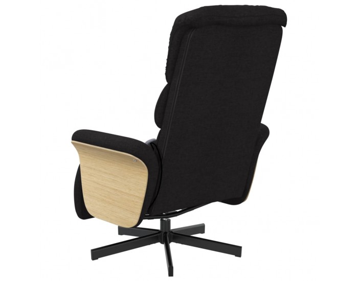 Sonata H Масажен реклайнер стол с поставка за крака, черен, текстил