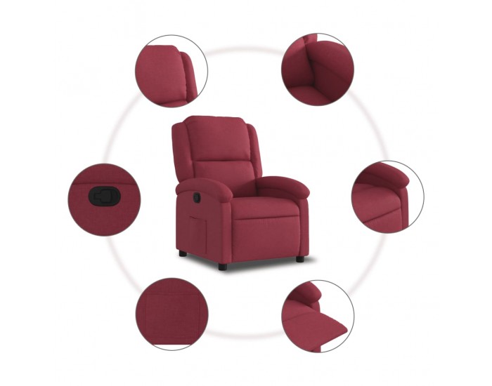 Sonata H Стол реклайнер, виненочервен, текстил