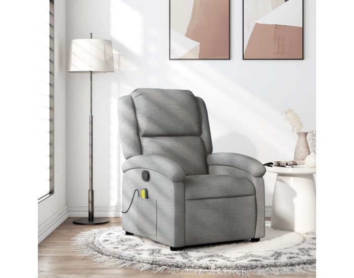 Sonata H Масажен реклайнер стол, светлосив, текстил