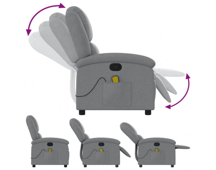 Sonata H Масажен реклайнер стол, светлосив, текстил