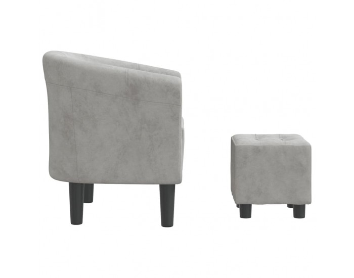 Sonata H Объл фотьойл с опора за крака, светлосив, кадифе