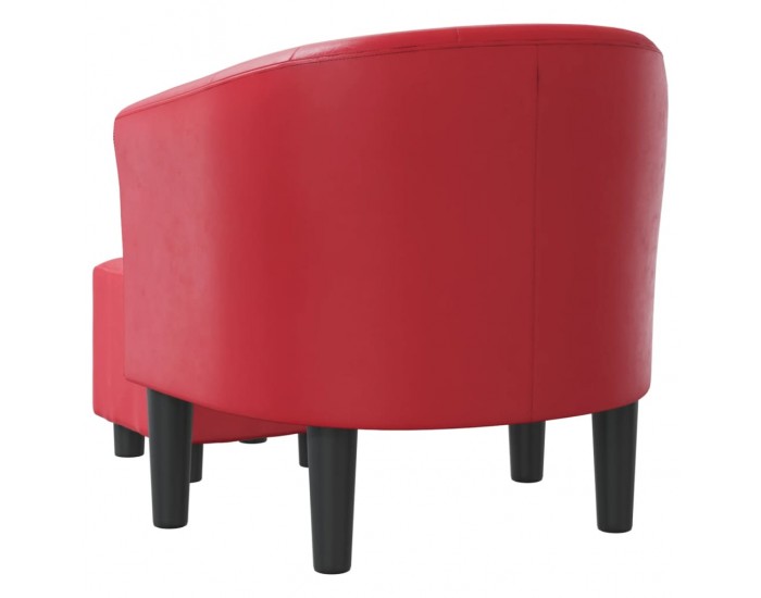 Sonata H Объл фотьойл с табуретка за крака, червени, изкуствена кожа