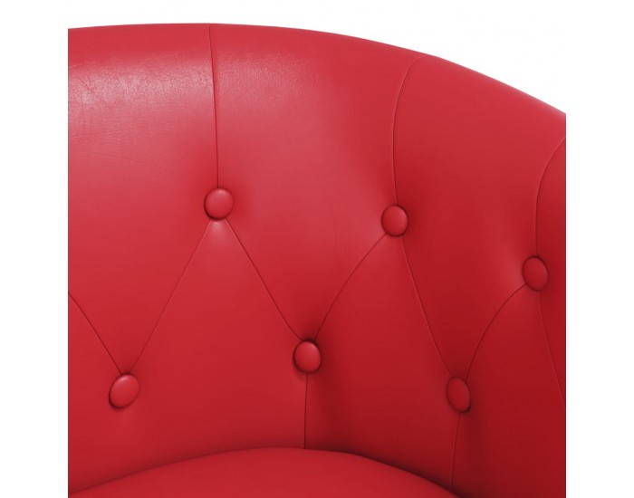 Sonata H Объл фотьойл с табуретка за крака, червени, изкуствена кожа