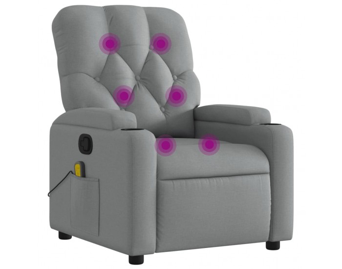 Sonata H Масажен реклайнер стол, светлосив, текстил