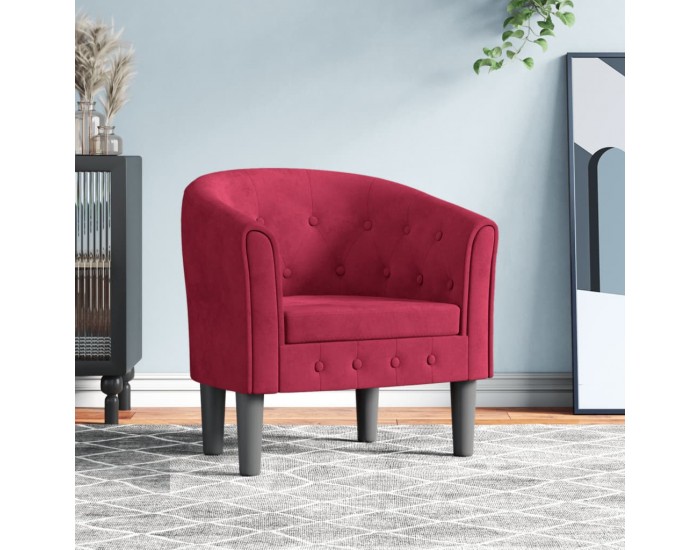 Sonata H Объл фотьойл, виненочервен, кадифе