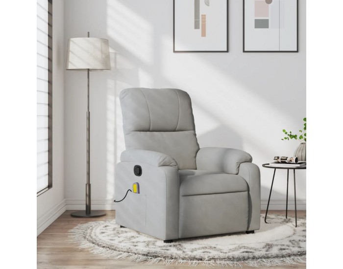 Sonata H Масажен реклайнер стол, светлосив, микрофибърен текстил