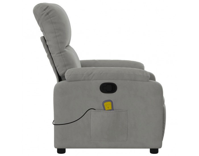 Sonata H Масажен реклайнер стол, светлосив, микрофибърен текстил