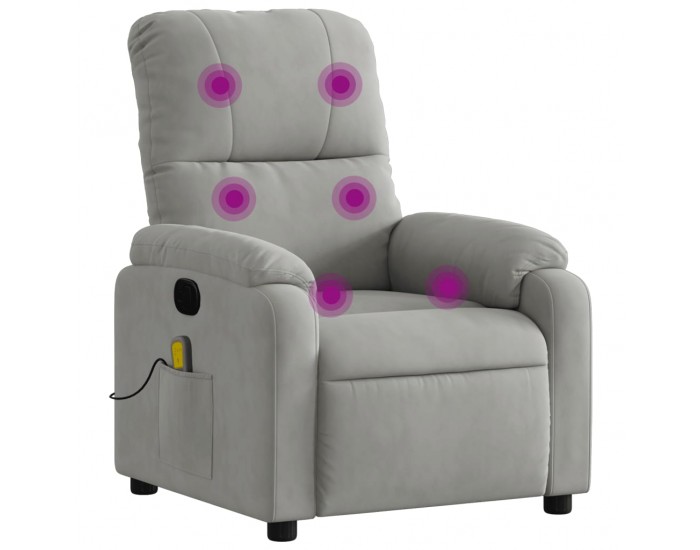 Sonata H Масажен реклайнер стол, светлосив, микрофибърен текстил