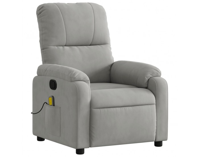 Sonata H Масажен реклайнер стол, светлосив, микрофибърен текстил