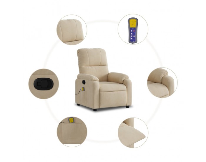 Sonata H Масажен наклоняем стол, кремав, микрофибърен текстил