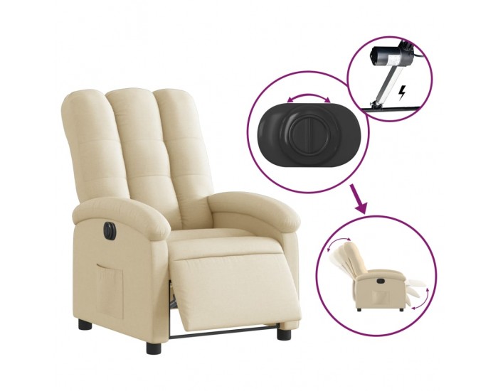 Sonata H Електрически стол реклайнер , кремав, текстил