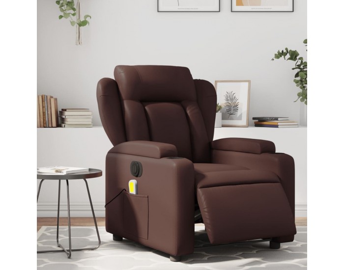 Sonata H Електрически масажен реклайнер стол, кафяв, изкуствена кожа