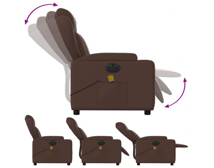 Sonata H Електрически масажен реклайнер стол, кафяв, изкуствена кожа