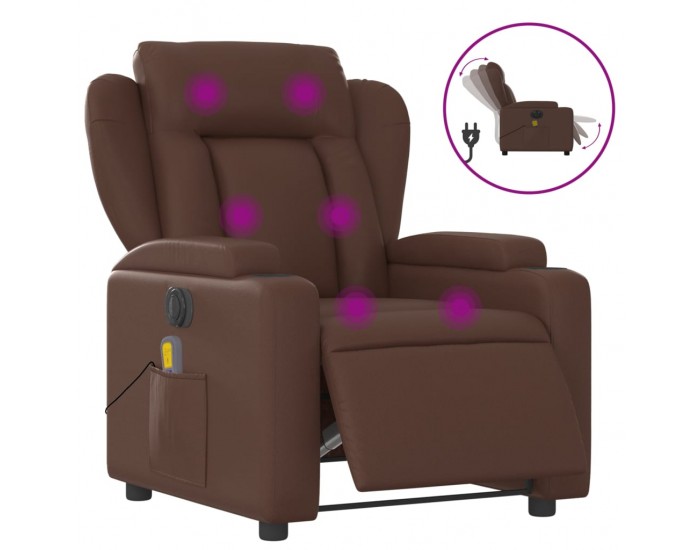 Sonata H Електрически масажен реклайнер стол, кафяв, изкуствена кожа