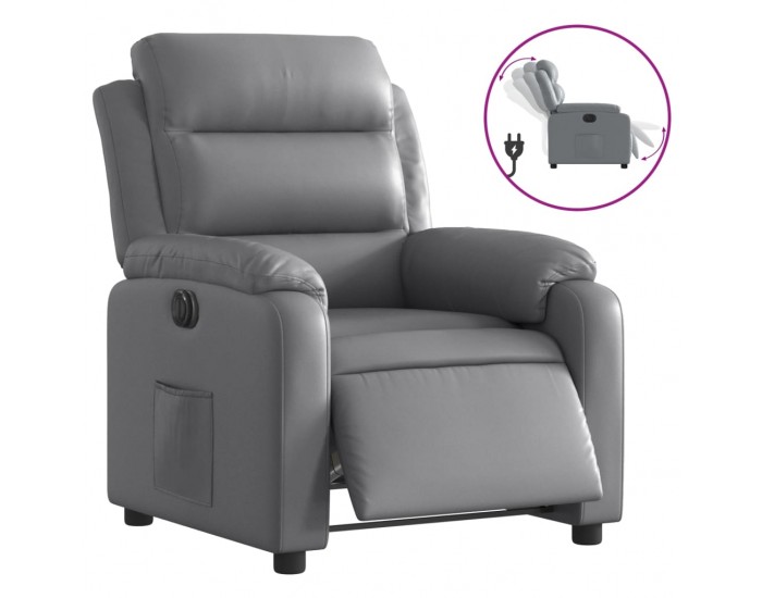 Sonata H Електрически реклайнер стол, сив, изкуствена кожа