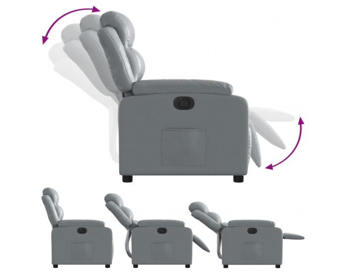 Sonata H Електрически реклайнер стол, сив, изкуствена кожа