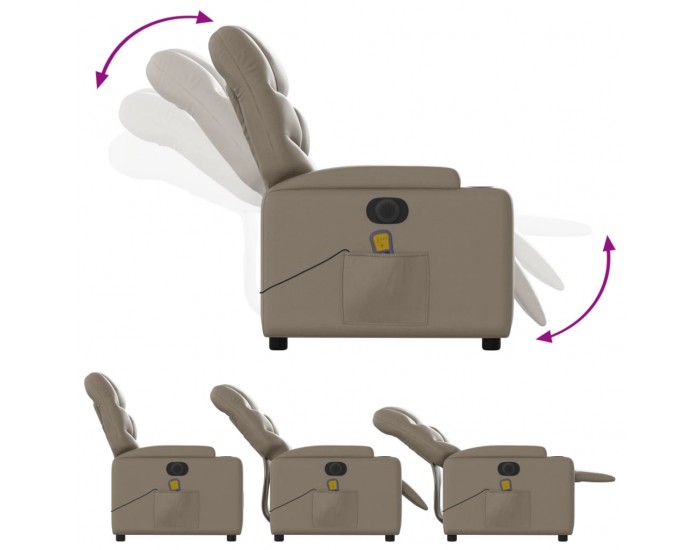 Sonata H Електрически масажен реклайнер стол, капучино, изкуствена кожа