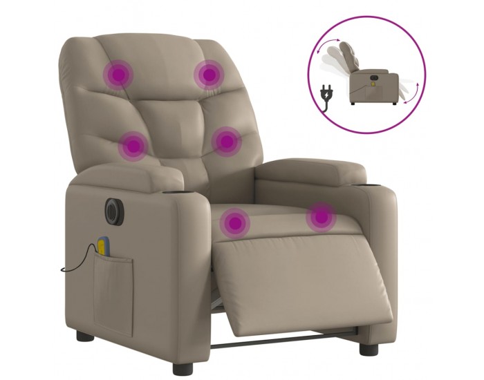 Sonata H Електрически масажен реклайнер стол, капучино, изкуствена кожа