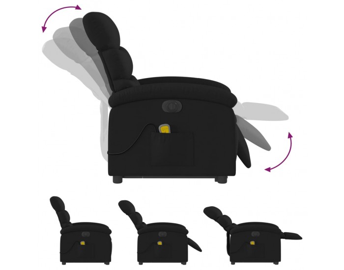 Sonata H Електрически изправящ масажен реклайнер стол черен текстил