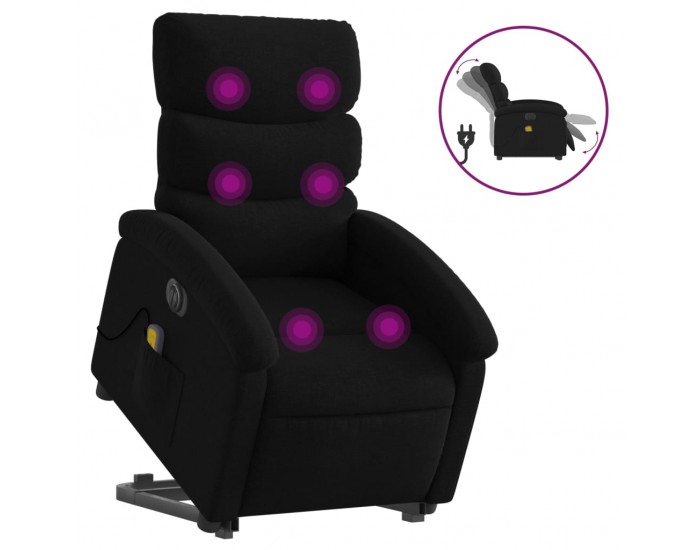 Sonata H Електрически изправящ масажен реклайнер стол черен текстил