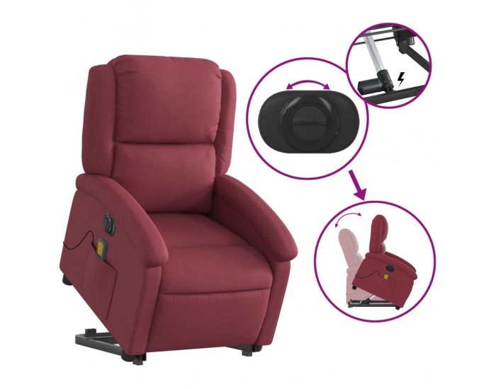 Sonata H Електрически изправящ масажен реклайнер виненочервен текстил