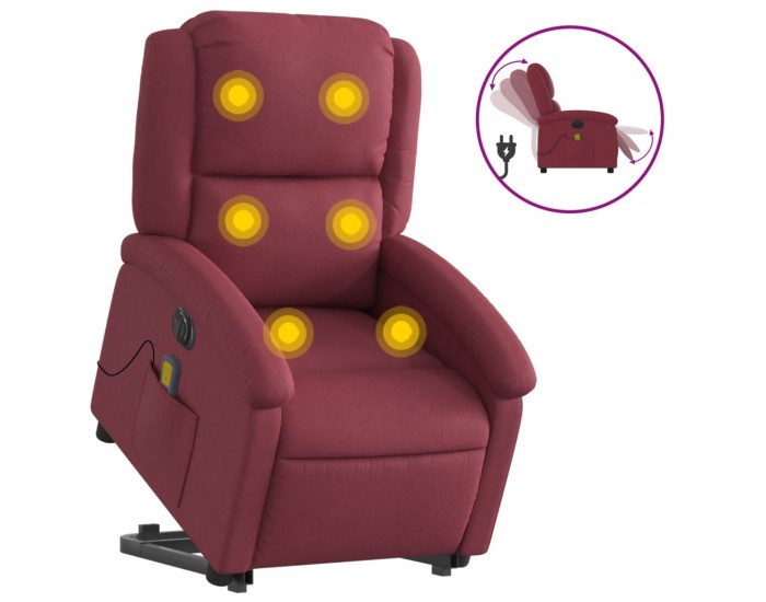 Sonata H Електрически изправящ масажен реклайнер виненочервен текстил