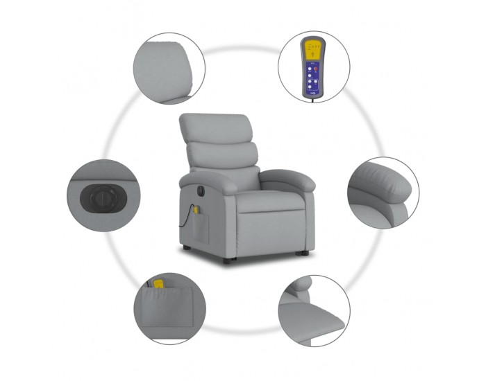 Sonata H Електрически изправящ масажен реклайнер стол светлосив текстил