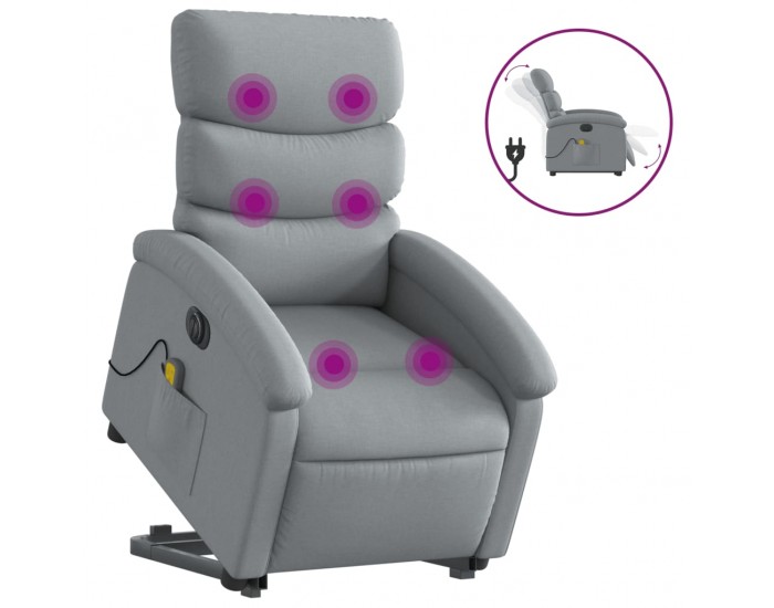 Sonata H Електрически изправящ масажен реклайнер стол светлосив текстил