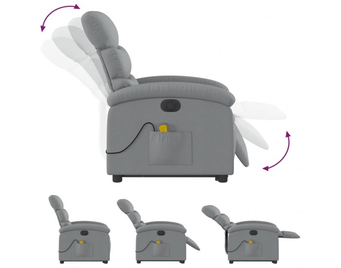 Sonata H Електрически изправящ масажен реклайнер стол светлосив текстил