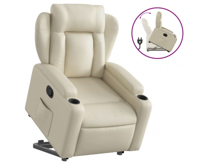 Sonata H Изправящ реклайнер стол, кремав, изкуствена кожа