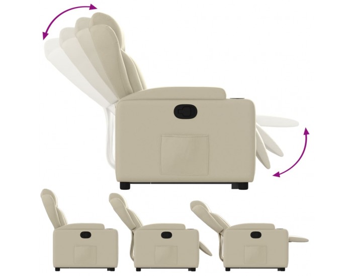 Sonata H Изправящ реклайнер стол, кремав, изкуствена кожа