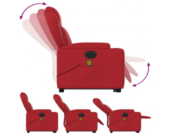 Sonata H Електрически изправящ масажен реклайнер стол, червен, еко кожа