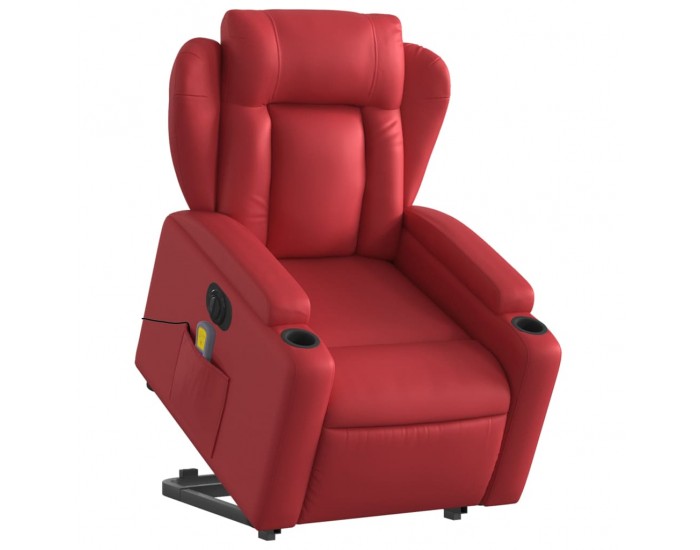 Sonata H Електрически изправящ масажен реклайнер стол, червен, еко кожа