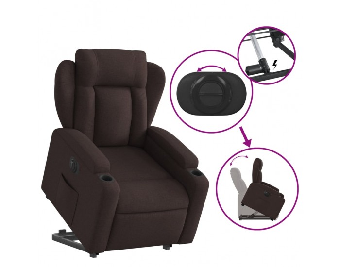 Sonata H Електрически изправящ реклайнер стол, тъмнокафяв, текстил