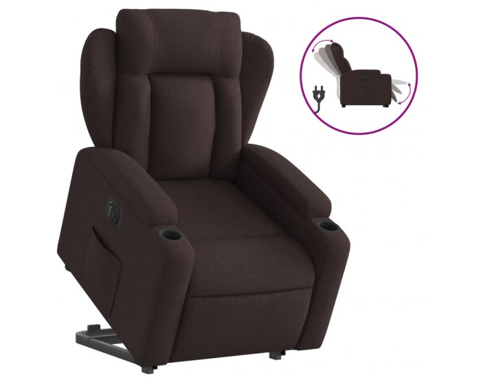 Sonata H Електрически изправящ реклайнер стол, тъмнокафяв, текстил