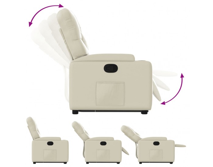 Sonata H Изправящ реклайнер стол, кремав, изкуствена кожа